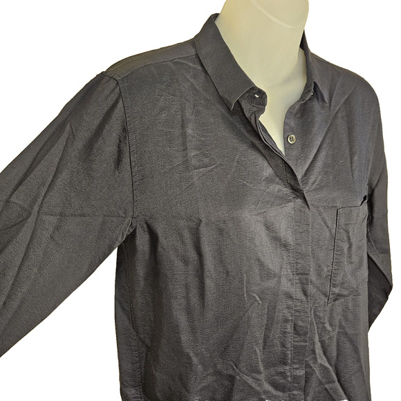 Tuckernuck Pomandere Silk Shirt Dress Medium Navy Minimal Shift Wool Womens 38 - Picture 12 of 15